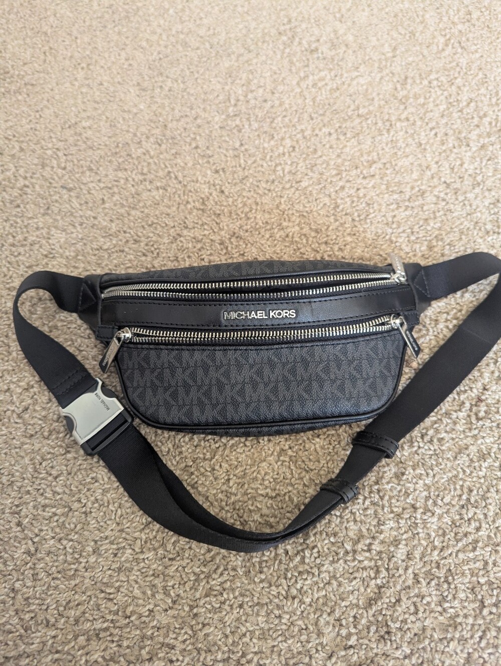Michael Kors Black Signature MK Belt Bag Fanny Pack Double Zip Crossbody - Picture 5 of 5